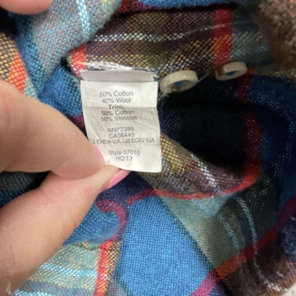Wallace & Barnes J Crew‎ Shirt Mens Medium Blue Plaid Wool Blend Button Down